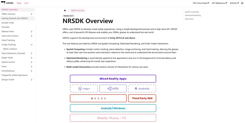 ▲NRSDK開發(fā)者手冊頁面