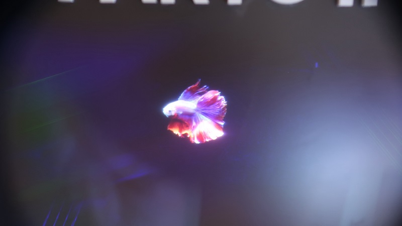 ▲相機(jī)鏡頭下的全彩Micro-LED+樹(shù)脂衍射光波導(dǎo)成像